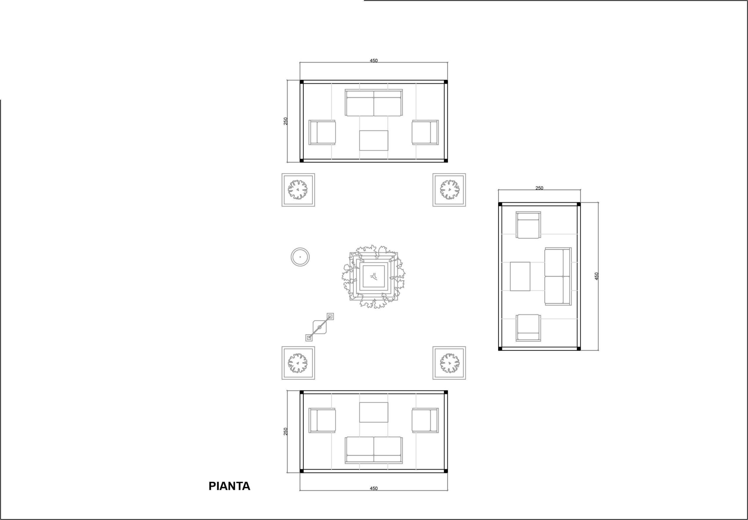 Lounge configurabile senza pergolati