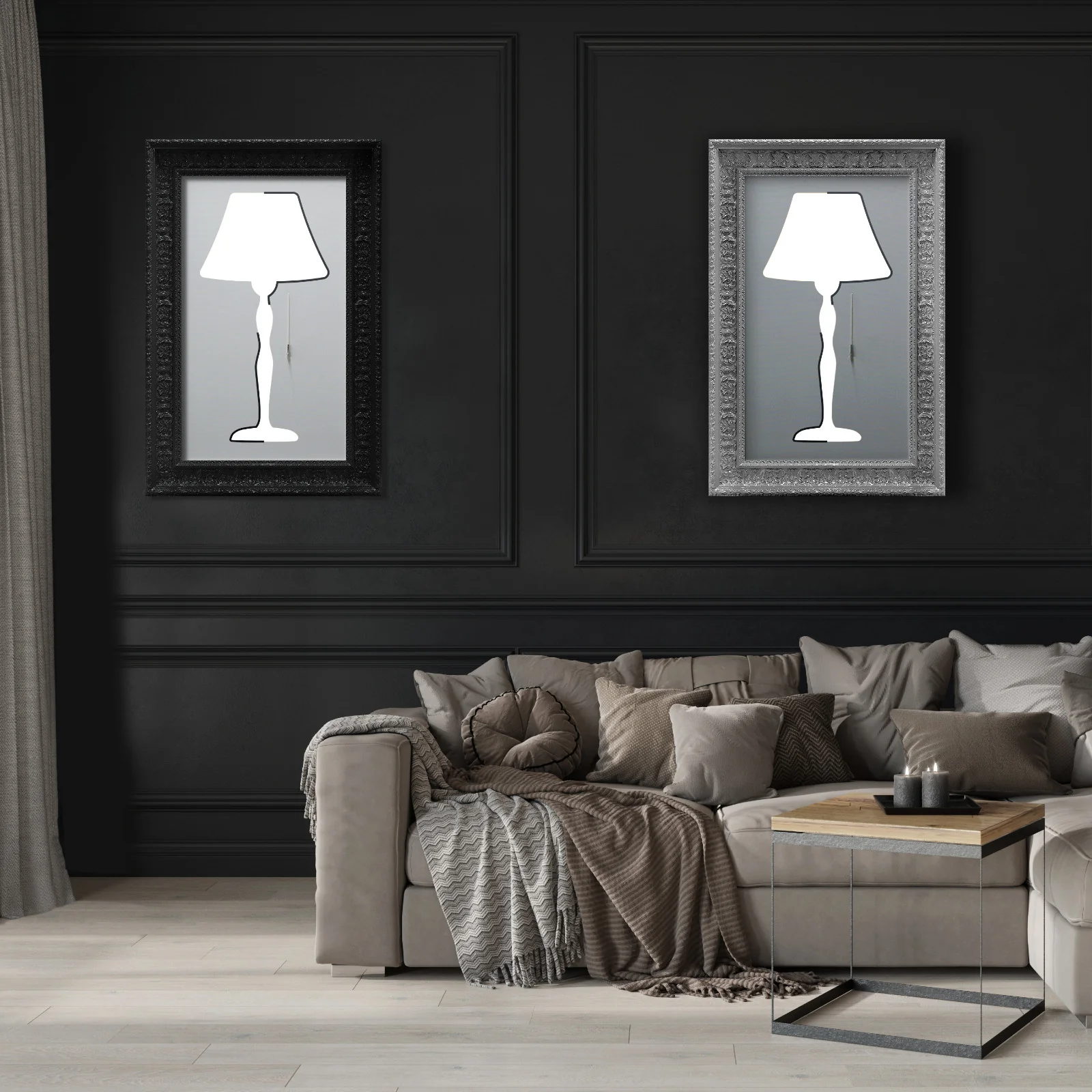 Lampade con cornici per arredo interni